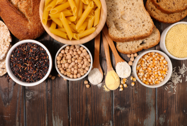 Nahaufnahme von Gluten-Produkten.